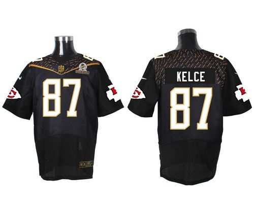 Nike Chiefs #87 Travis Kelce Black 2016 Pro Bowl Men's Stitched NFL Elite Jersey - Click Image to Close